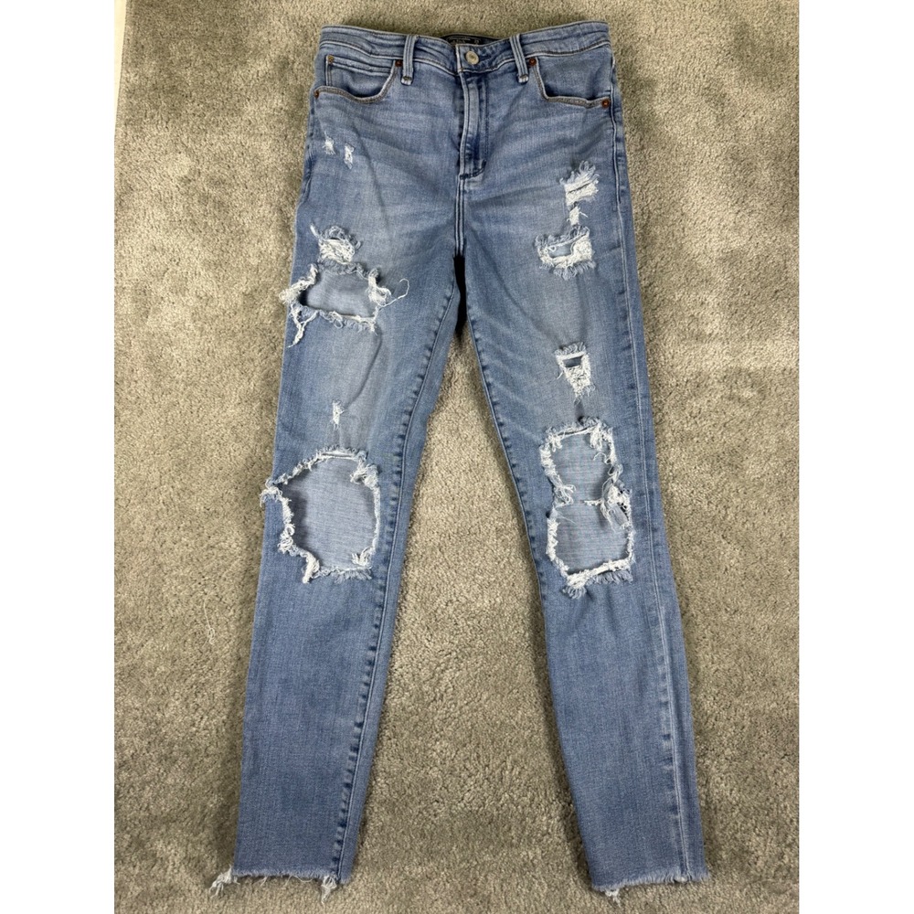 Abercrombie & Fitch Simone High Rise Super Skinny Distressed Jeans 29 8R Light